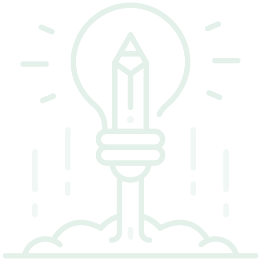 Icon of launching pencil and light bulb