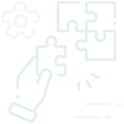 Icon of hand putting a puzzle piece to fit into other puzzles.