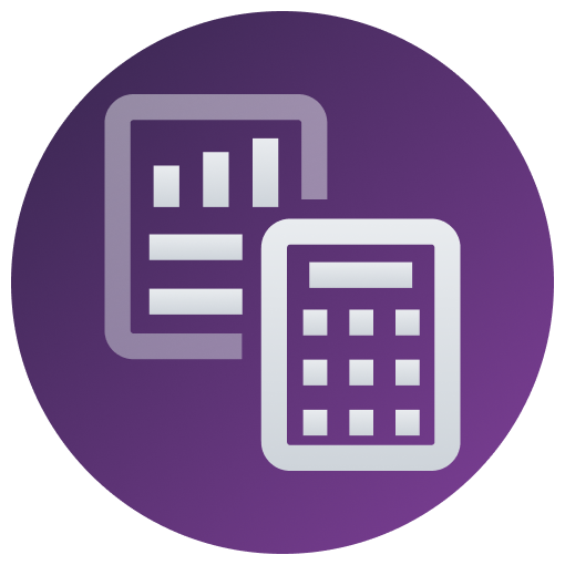Icon with charts and calculator
