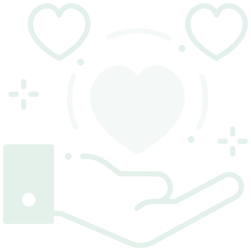 Icon of hand holding hearts